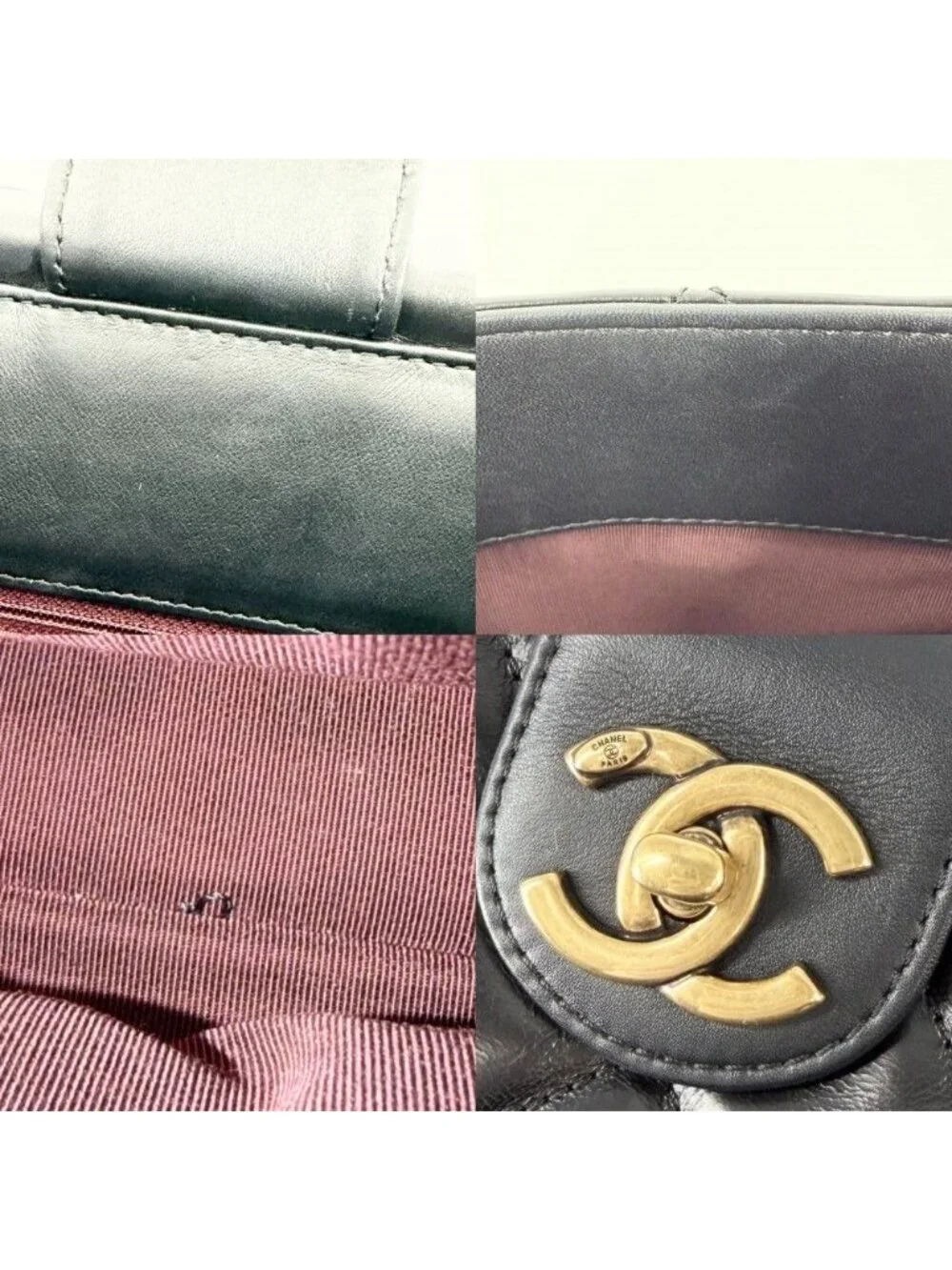 Chanel 2-Way Quilted Turnlock Shoulder Bag Crossbody CC Logo Leather Black